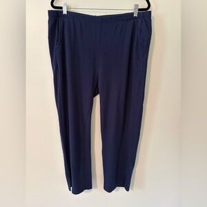 Lisa Bayne Blue Elastic Waist Bamboo Lagenlook Pants - Size XXL